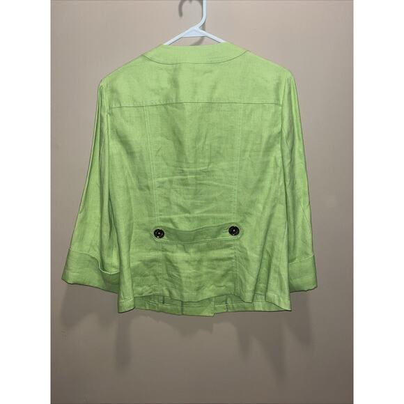 Jones New York Women's 100% Linen Utility Jacket M Gold Buttons Preppy Classy - Picture 7 of 13